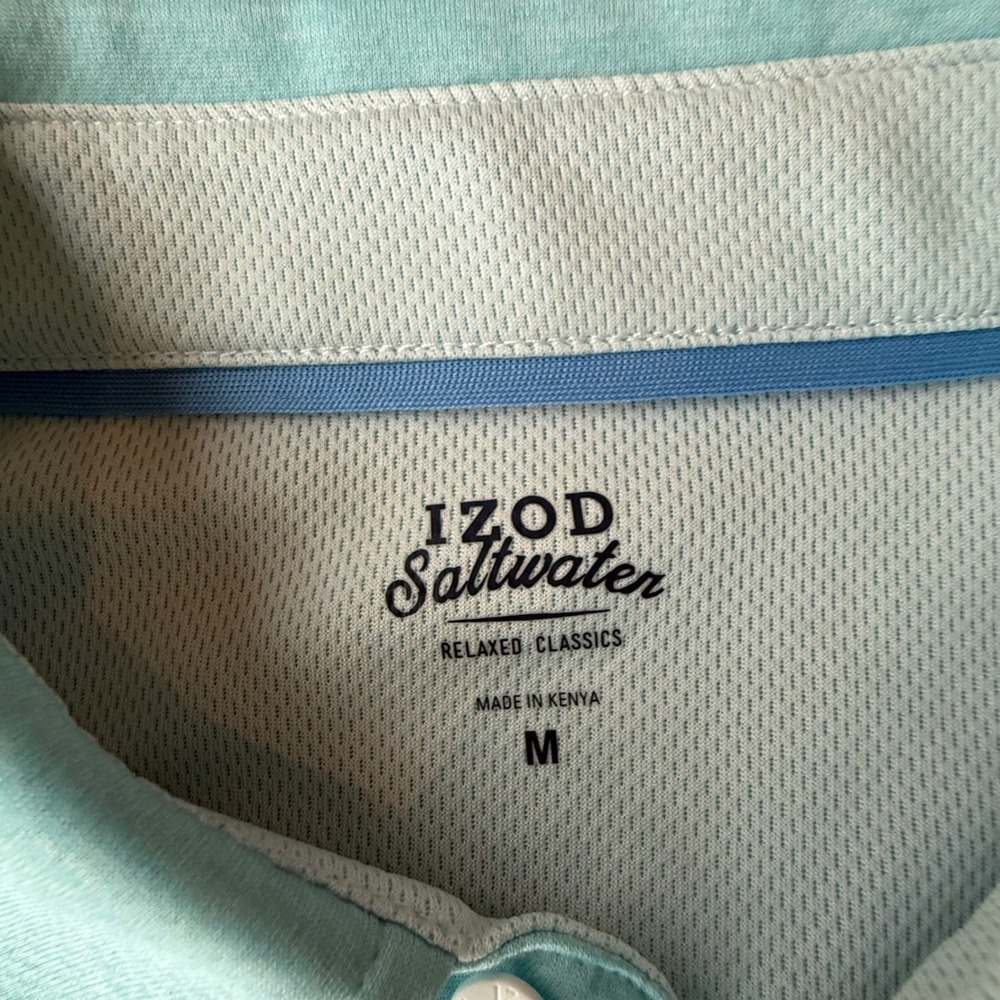 IZOD Saltwater Relaxed Classics Beach Ready Polo Shirt Mens Medium Blue - Picture 2 of 7
